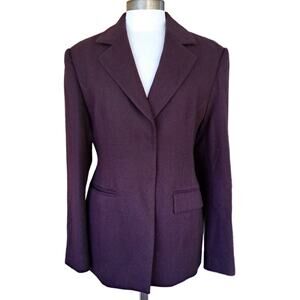 LATTELIER Luxe Wool Cashmere Blazer Jacket Size X Large Aubergine Purple